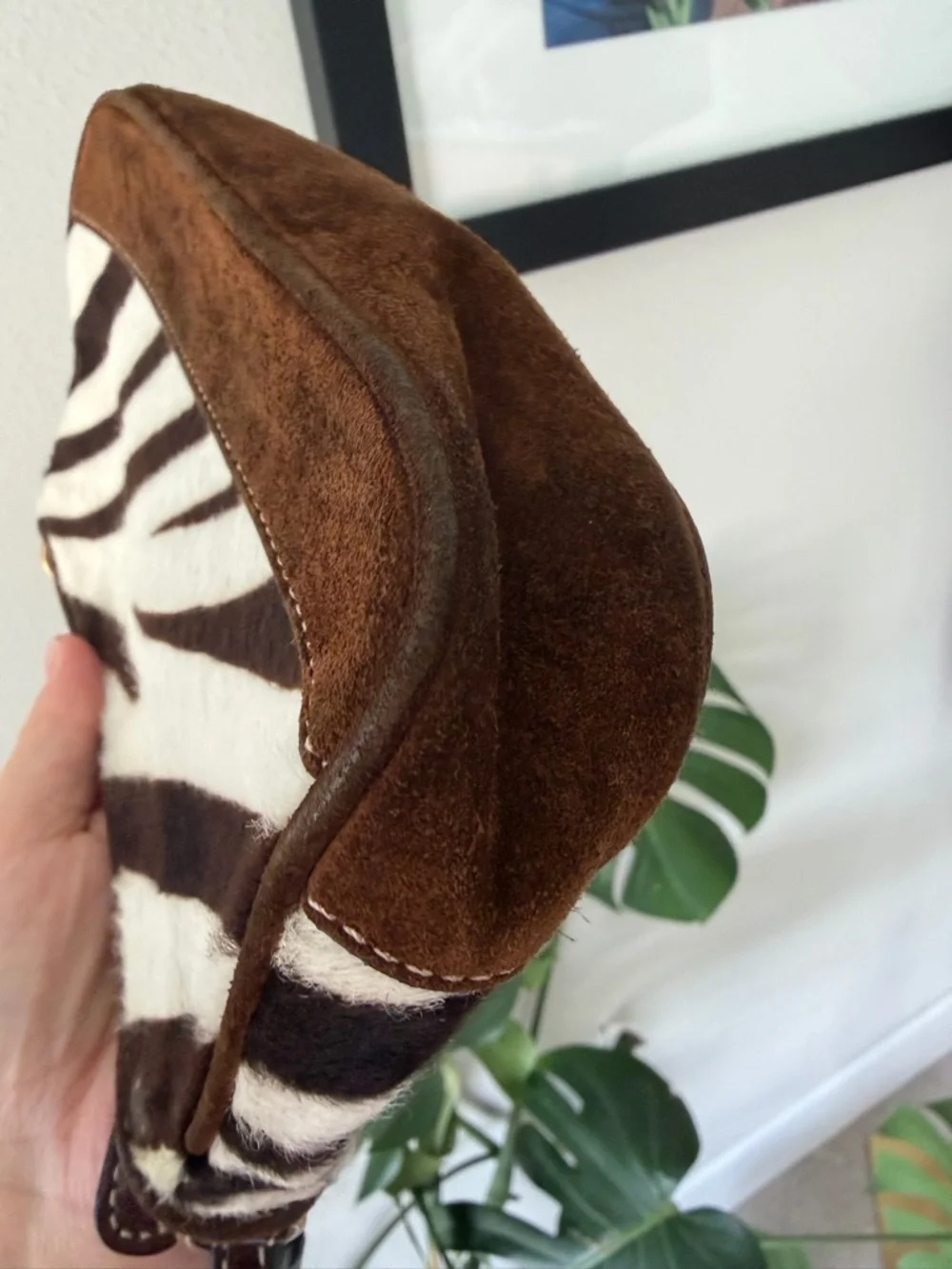 🦓 RARE Vintage Y2K Coach Zebra Calf Hair & Brown Suede Demi Shoulder Bag 🦓